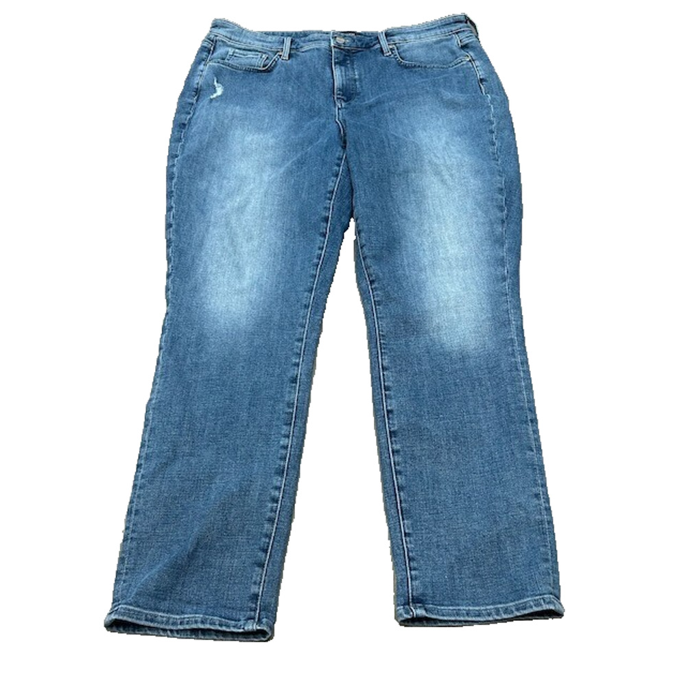 NYDJ Womens Lunar Bootcut Jeans High Rise Denim Lift Tuck Tech Blue Size 16